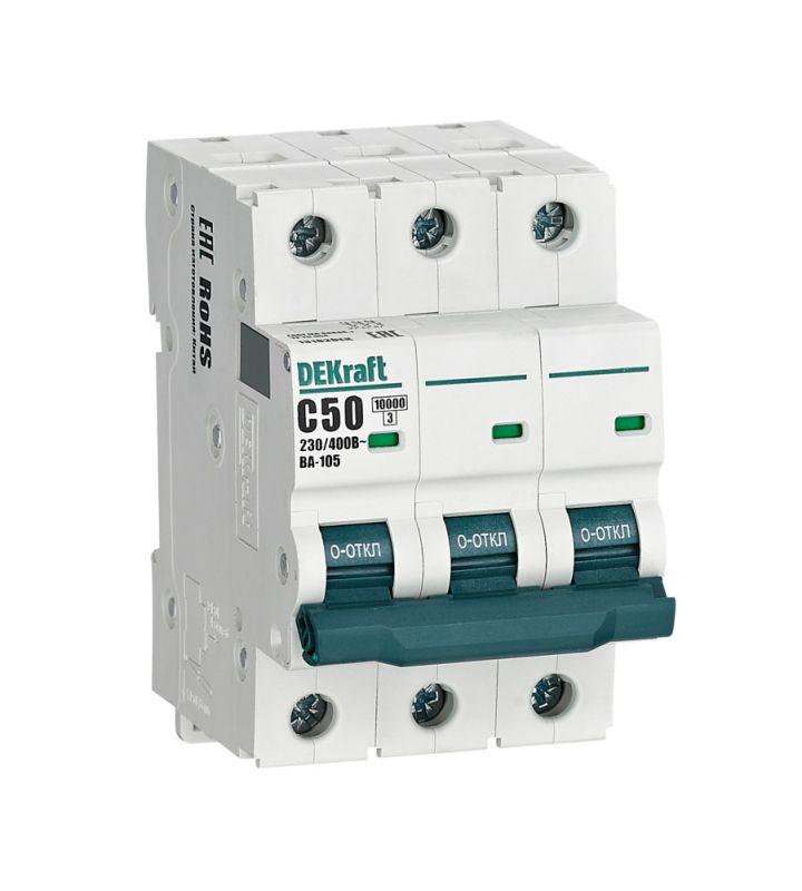 Выключатель автоматический модульный 3п C 50А 10кА ВА-105 DEKraft 13182DEK купить оптом выгодно Выключатель автоматический модульный 3п C 50А 10кА ВА-105 DEKraft 13182DEK оптом купить цена