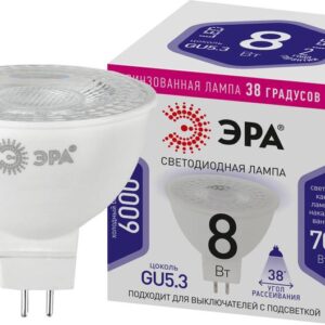 Лампочка светодиодная ЭРА STD LED Lense MR16-8W-860-GU5.3 GU5.3 8Вт линзованная софит холодный белый свет купить оптом недорого