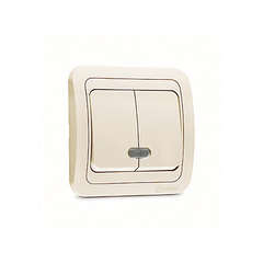 Выключатель 2-кл. СП Mimoza 10А IP20 с подсветкой крем./крем. Makel 25023 оптом купить цена