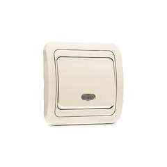 Выключатель 1-кл. СП Mimoza 10А IP20 с подсветкой крем./крем. Makel 25021 оптом купить цена