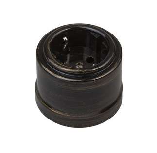 Розетка 1-м ОП Лизетта 16А IP20 ретро с заземл. ABS-пластик бронз. Bironi B1-101-25 купить оптом выгодно Розетка 1-м ОП Лизетта 16А IP20 ретро с заземл. ABS-пластик бронз. Bironi B1-101-25 оптом купить цена