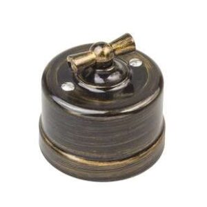 Выключатель проходной поворотный 1-кл. ОП Лизетта 10А IP20 ретро 2 полож. ABS-пластик бронз. Bironi B1-201-25 оптом купить цена