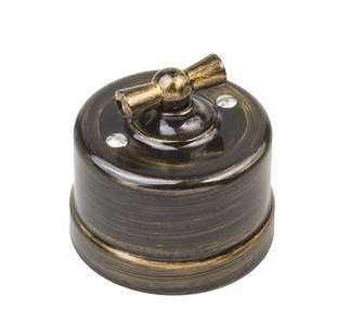 Выключатель проходной поворотный 1-кл. ОП Лизетта 10А IP20 ретро 2 полож. ABS-пластик бронз. Bironi B1-201-25 купить оптом выгодно Выключатель проходной поворотный 1-кл. ОП Лизетта 10А IP20 ретро 2 полож. ABS-пластик бронз. Bironi B1-201-25 оптом купить цена