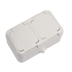 Розетка 2-м ОП 16А IP44 с заземл. п/герм. бел. Makel 18354 оптом купить цена