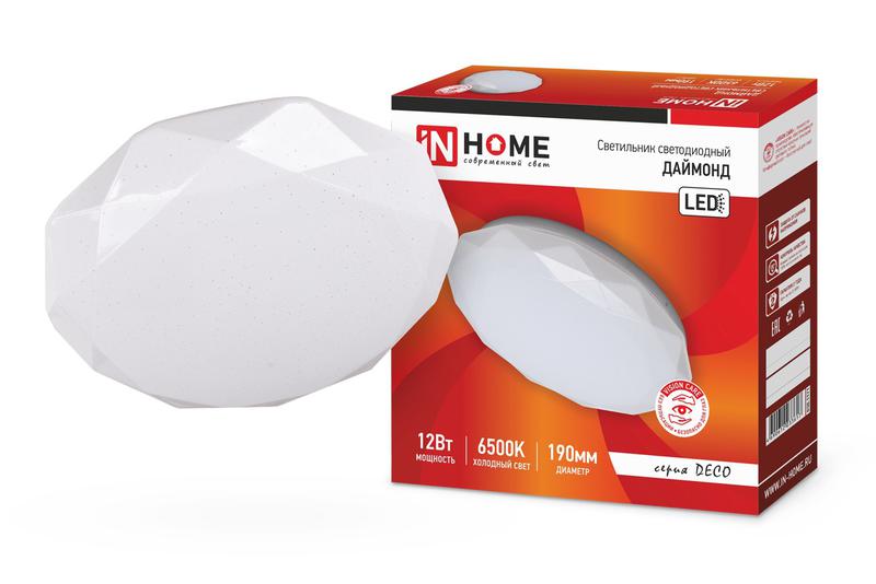 Светильник светодиодный DECO ДАЙМОНД 12Вт 230В 6500К 780лм 190мм IN HOME 4690612033617 купить оптом выгодно Светильник светодиодный DECO ДАЙМОНД 12Вт 230В 6500К 780лм 190мм IN HOME 4690612033617 оптом купить цена