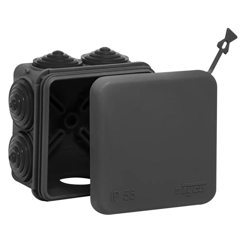 Коробка распределительная ОП 70х70х40мм 7вводов HF стойкая к УФ УХЛ1 IP55 черн. Ruvinil 67030Ч купить оптом выгодно Коробка распределительная ОП 70х70х40мм 7вводов HF стойкая к УФ УХЛ1 IP55 черн. Ruvinil 67030Ч оптом купить цена