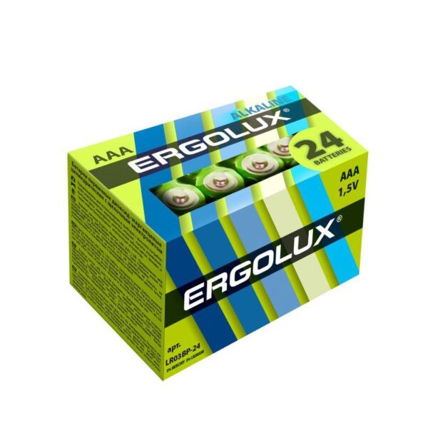 Элемент питания алкалиновый AAA/LR03 1.5В Alkaline BP-24 (уп.24шт) Ergolux 14213 оптом купить цена