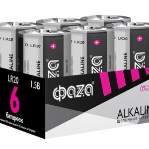 Элемент питания алкалиновый D/LR20 1.5В Alkaline Pack-6 (уп.6шт) ФАZА 5030633 оптом купить цена