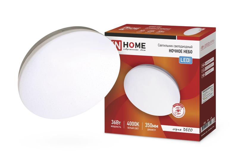 Светильник светодиодный DECO Ночное небо 36Вт 4000К 2340лм 230В 350х55мм IN HOME 4690612033556 купить оптом выгодно Светильник светодиодный DECO Ночное небо 36Вт 4000К 2340лм 230В 350х55мм IN HOME 4690612033556 оптом купить цена