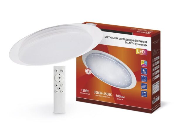 Светильник светодиодный COMFORT GALAXY 120Вт 230В 3000-6500К 9600лм 600х85 мм с пультом ДУ IN HOME 4690612035079 оптом купить цена