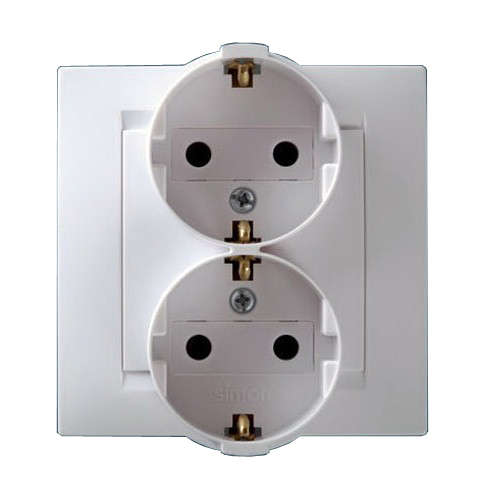 Розетка 2-м СП Simon15 16А IP20 250В с заземл. винт. клеммы бел. Simon 1590459-030 купить оптом выгодно Розетка 2-м СП Simon15 16А IP20 250В с заземл. винт. клеммы бел. Simon 1590459-030 оптом купить цена