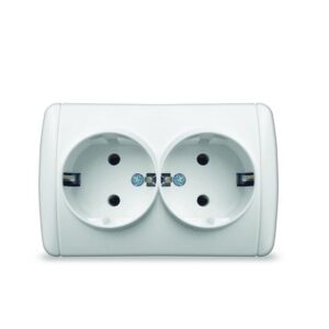 Розетка 2-м ОП Клио 16А IP44 с заземл. бел. UNIVersal К2231 оптом купить цена