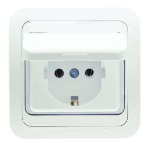 Розетка 1-м СП Mimoza 16А IP20 с крышкой бел./бел. Makel 12029 оптом купить цена