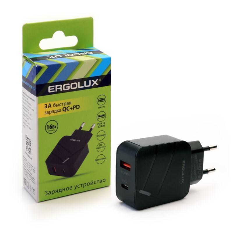 Адаптер сетевой ELX-РA01QC-C02 1USB+1Type C 100-220В 5-9В/3А QC коробка черн. ERGOLUX 15108 купить оптом выгодно Адаптер сетевой ELX-РA01QC-C02 1USB+1Type C 100-220В 5-9В/3А QC коробка черн. ERGOLUX 15108 оптом купить цена