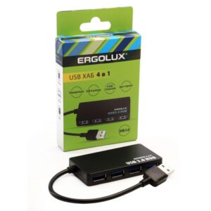 Разветвитель USB ELX-SLP01-C02 4USB 2А коробка черн. ERGOLUX 15109 оптом купить цена