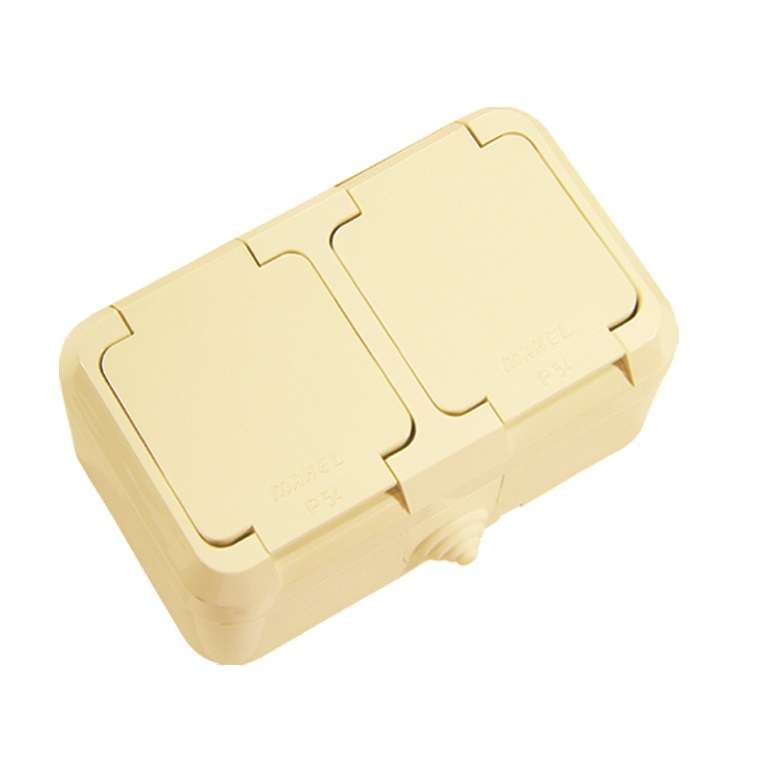 Розетка 2-м ОП 16А IP44 с заземл. с крышкой п/герм. крем. Makel 18254 купить оптом выгодно Розетка 2-м ОП 16А IP44 с заземл. с крышкой п/герм. крем. Makel 18254 оптом купить цена