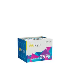 Элемент питания алкалиновый AA/LR6 (уп.20шт) КОСМОС KOCLR620BOX оптом купить цена