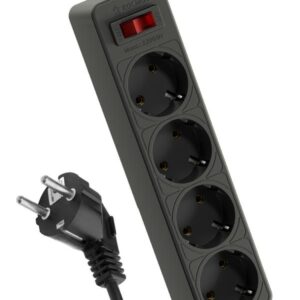 Удлинитель с сетевым фильтром 4х1.5м с заземл. 10А IP20 2.2кВт 3х0.75 с предохранителем с выкл. с индикатором сети КОСМОС FKsm1.5m-4g(B) оптом купить цена