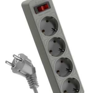 Удлинитель с сетевым фильтром 4х1.5м с заземл. 10А IP20 2.2кВт 3х0.75 с предохранителем с выкл. с индикатором сети КОСМОС FKsm1.5m-4g(G) оптом купить цена