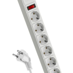 Удлинитель с сетевым фильтром 6х5м с заземл. 16А IP20 3.5кВт 3х1 с предохранителем с выкл. с индикатором сети бел. КОСМОС FKsm5m-6g(W)16A оптом купить цена