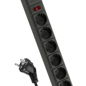 Удлинитель с сетевым фильтром 6х1.8м с заземл. 16А IP20 3.5кВт 3х1 с предохранителем с выкл. с индикатором сети черн. КОСМОС FKsm1.8m-6g(B)16A оптом купить цена