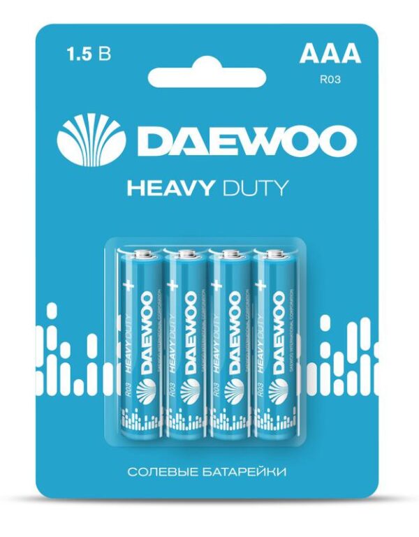 Элемент питания солевой AAA/R03 1.5В Heavy Duty 2021 BL-4 (уп.4шт) DAEWOO 5029361 оптом купить цена