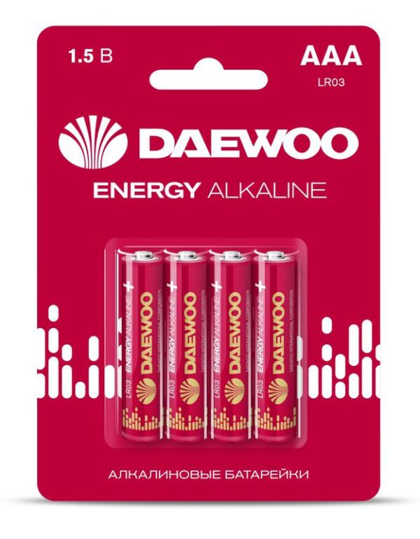 Элемент питания алкалиновый AAA/LR03 1.5В Energy Alkaline 2021 BL-4 (уп.4шт) DAEWOO 5029903 оптом купить цена