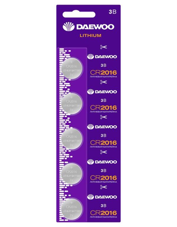 Элемент питания литиевый CR2016 3В 2021 BL-5 (уп.5шт) DAEWOO 5030145 оптом купить цена