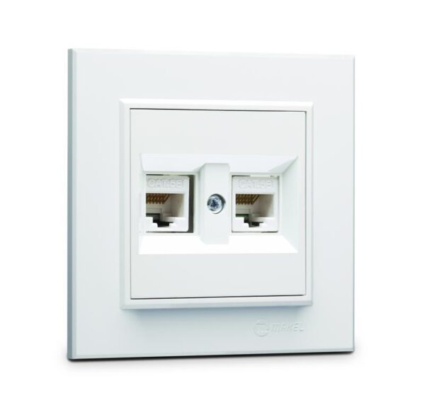Розетка компьютерная двойная СП Karea 16А IP20 CAT 5 бел. Makel 56001036 оптом купить цена
