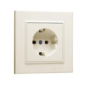 Розетка 1-м СП Karea 16А IP20 с/з крем. Makel 56010028 оптом купить цена