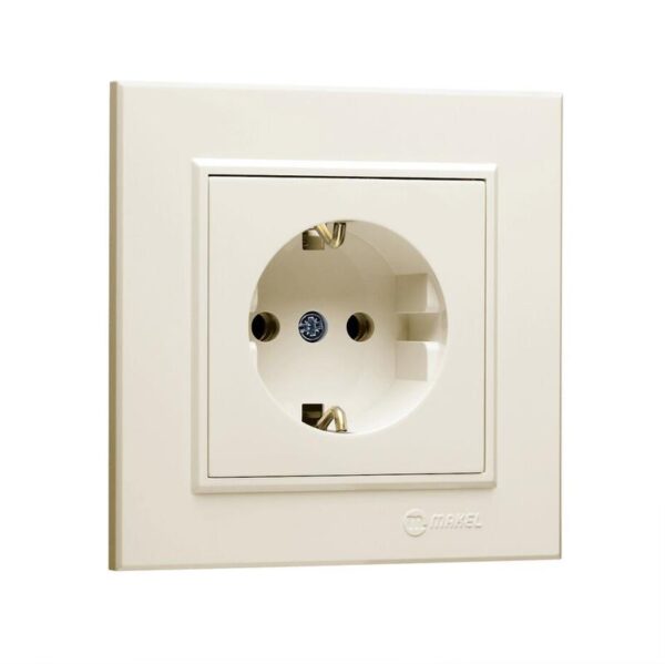 Розетка 1-м СП Karea 16А IP20 с/з крем. Makel 56010028 оптом купить цена