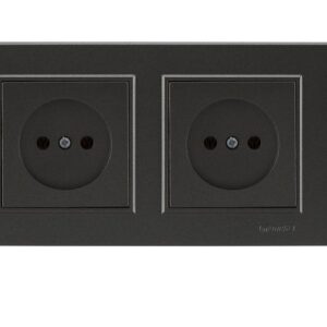 Розетка 2-м СП Karea 10А IP20 б/з дым. металлик Makel 56050017 оптом купить цена