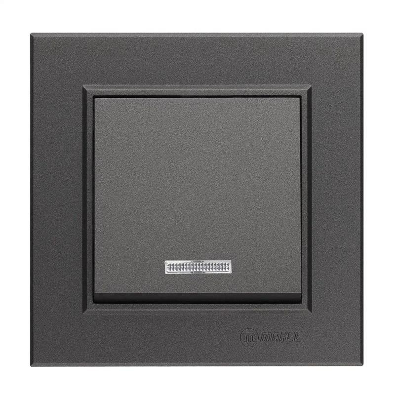 Выключатель 1-кл. СП Karea 10А IP20 дым. металлик с подсветкой Makel 56050021 купить оптом выгодно Выключатель 1-кл. СП Karea 10А IP20 дым. металлик с подсветкой Makel 56050021 оптом купить цена