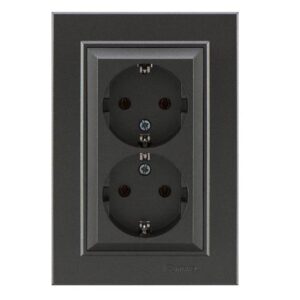 Розетка 2-м СП Karea 16А IP20 с/з дым. металлик Makel 56050082 оптом купить цена