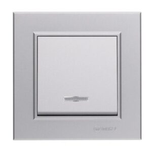 Выключатель 1-кл. СП Karea 10А IP20 сереб. с подсветкой Makel 56065021 оптом купить цена