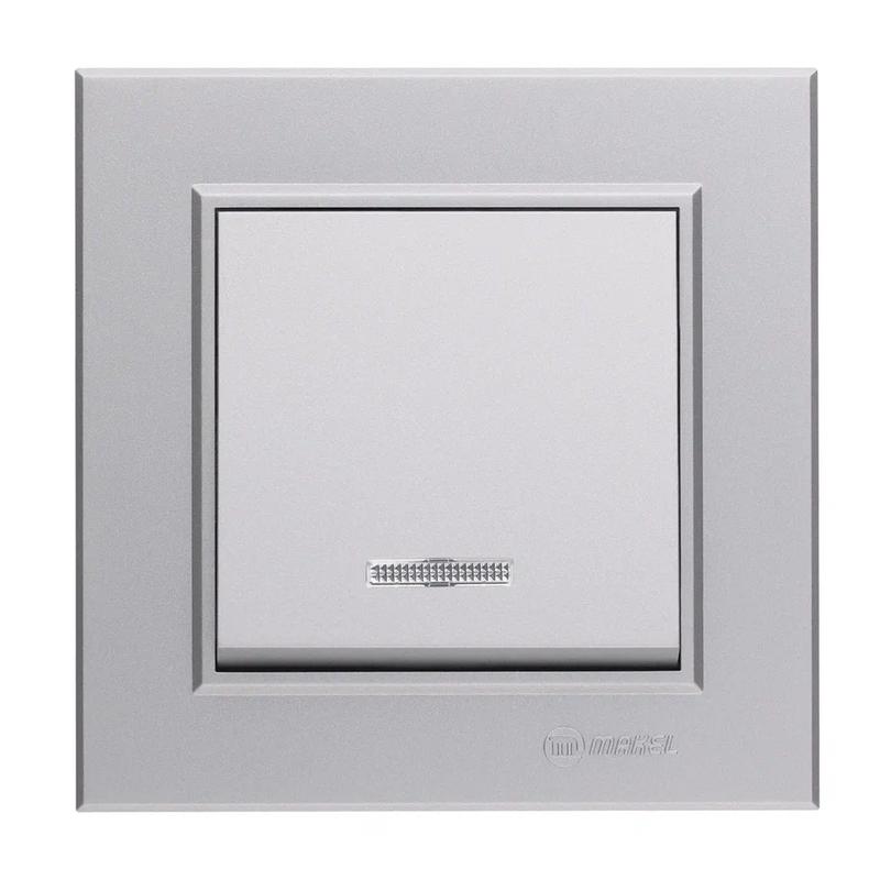 Выключатель 1-кл. СП Karea 10А IP20 сереб. с подсветкой Makel 56065021 купить оптом выгодно Выключатель 1-кл. СП Karea 10А IP20 сереб. с подсветкой Makel 56065021 оптом купить цена