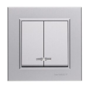 Выключатель 2-кл. СП Karea 10А IP20 сереб. с подсветкой Makel 56065023 оптом купить цена