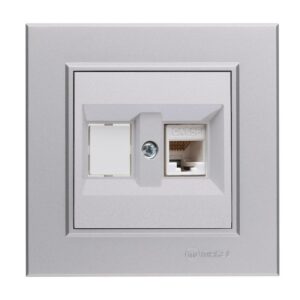 Розетка компьютерная+гнездо СП Karea 16А IP20 CAT 5 сереб. Makel 56065035 оптом купить цена