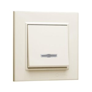 Выключатель 1-кл. СП Karea 10А IP20 с подсветкой крем. Makel 56010021 оптом купить цена
