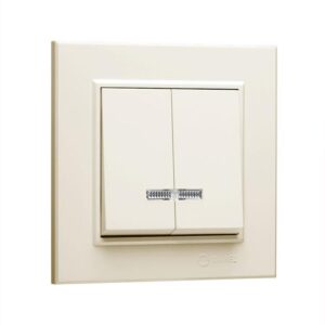 Выключатель 2-кл. СП Karea 10А IP20 с подсветкой крем. Makel 56010023 оптом купить цена