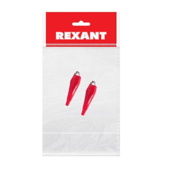 Зажим "крокодил" 5А 56мм в изоляторе (пакет Боб) (уп.2шт) Rexant 16-0003-9 оптом купить цена
