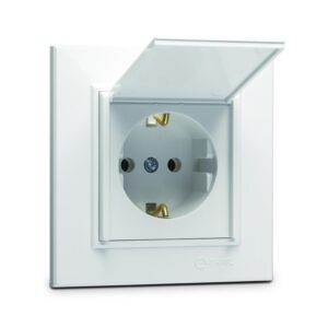 Розетка с/з и крышкой (Керамика) СП Karea 16А IP20 бел. Makel 56001009 оптом купить цена