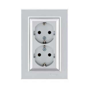 Розетка 2-я с/з СП Karea 16А IP20 серебр. Makel 56065082 оптом купить цена
