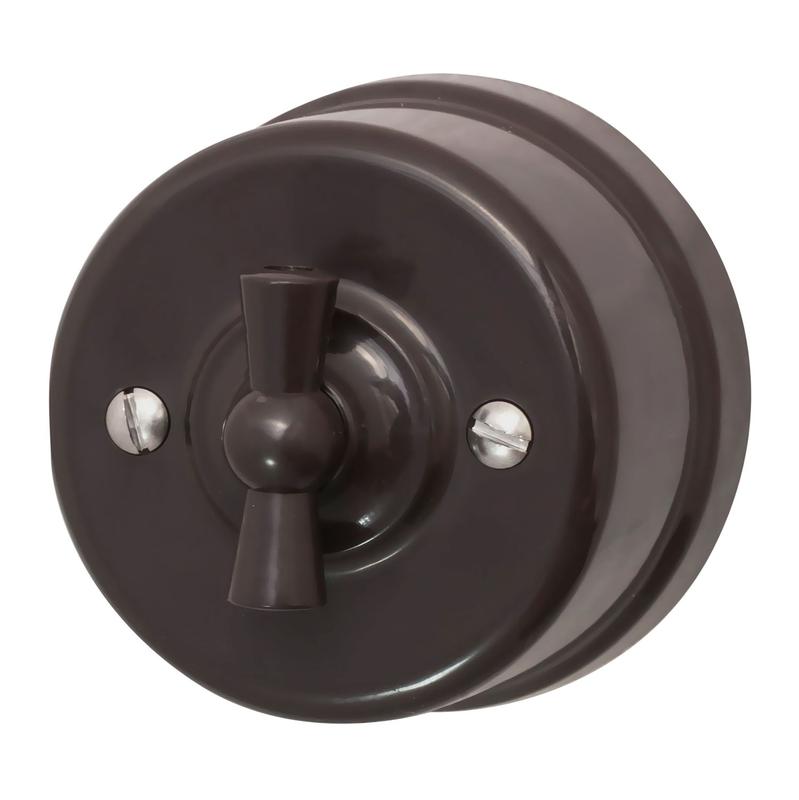 Выключатель 1-кл. ретро ABS-пластик коричн. Bironi B1-200-22 купить оптом выгодно Выключатель 1-кл. ретро ABS-пластик коричн. Bironi B1-200-22 оптом купить цена