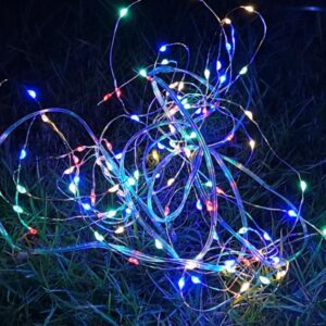 Гирлянда светодиодная "Разноцветные нити" 100LED 7м (4м+3м) мультиколор на солнечной батарее аккумулятор AA NI-MH 600мАч IP44 КОСМОС KOC_SOL196 оптом купить цена