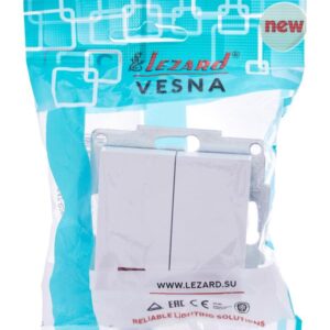 Выключатель 2-кл. СП Vesna с индикацией механизм бел. LEZARD 742-0288-112 оптом купить цена