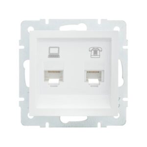 Розетка компьютерная + телефонная 1-м СП Vesna механизм бел. LEZARD 742-0288-143 оптом купить цена
