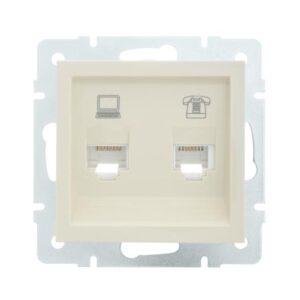 Розетка компьютерная + телефонная 1-м СП Vesna механизм крем. LEZARD 742-0388-143 оптом купить цена