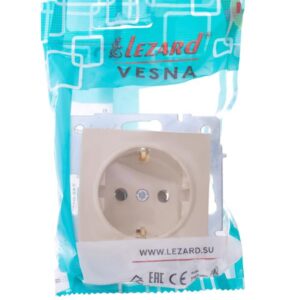 Розетка 1-м СП Vesna с заземл. ПБТ механизм крем. LEZARD 742-0388-122B оптом купить цена