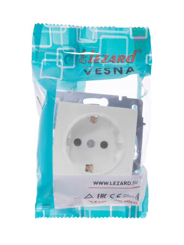 Розетка 1-м СП Vesna с заземл. защ. шторки ПБТ механизм бел. LEZARD 742-0288-124B купить оптом выгодно Розетка 1-м СП Vesna с заземл. защ. шторки ПБТ механизм бел. LEZARD 742-0288-124B оптом купить цена
